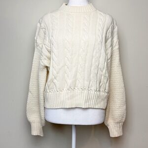 TOCCHIN x RTR Cream Cable Knit Mock Neck Long Sleeve Sweater Size S‎